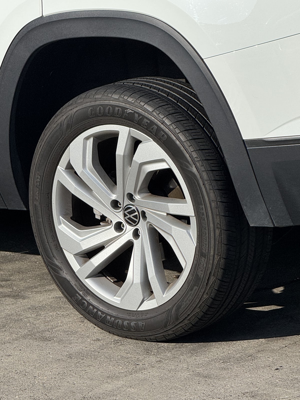 Close-up of a fresh tire fitted to an alloy wheel